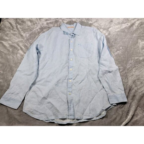Tommy Bahama Relax Heather light Blue Linen Button-Down Shirt Men's Size Large‎ - Picture 2 of 7